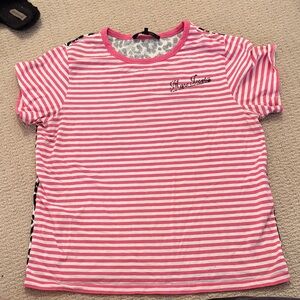 Pink and White Striped T-Shirt